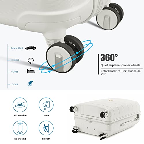 Somago Hardside Spinner Carry On Suitcase Lightweight Luggage Sets with TSA Lock (Creamy White, 14/20)