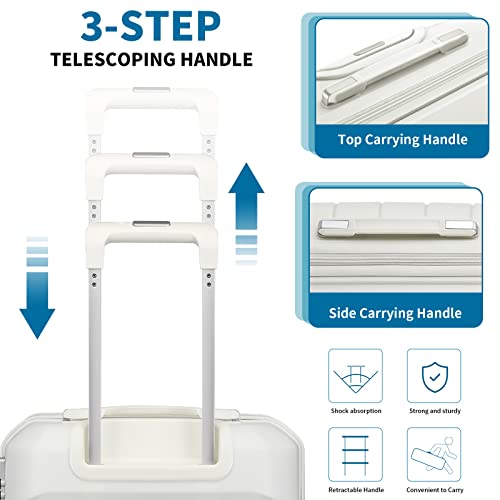 Somago Hardside Spinner Carry On Suitcase Lightweight Luggage Sets with TSA Lock (Creamy White, 14/20)