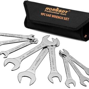 HORUSDY Thin Wrenches Set | Metric | 10-Piece | Including 5.5mm to 27mm | Bike Wrench Set | Thin Open End Wrench Set with Rolling Pouch