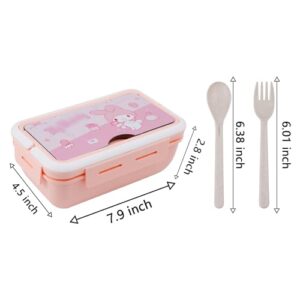 G-Ahora Versatile 2-Compartment Kitty Bento Boxes, Kitty Cat Lunch Box, Leak-Proof Lunchbox Bento Box with Utensil Set for Dining Out, Work, Picnic(LBOX Mel-B)