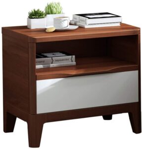 night stand end table bedside table solid wood bedside table, 2-tier end table side table with drawer, storage organizer and open shelf nightstand nightstand side table bedside cabinet ( color : walnu