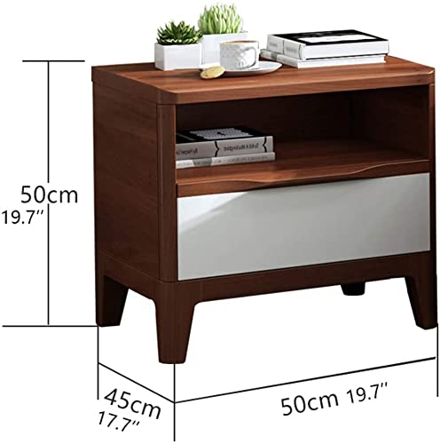 Night Stand End Table Bedside Table Solid Wood Bedside Table, 2-Tier End Table Side Table With Drawer, Storage Organizer And Open Shelf Nightstand Nightstand Side Table Bedside Cabinet ( Color : Walnu