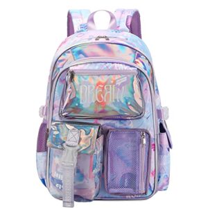 robhomily 17 inch girls backpack for elementary school multi pocket light purple backpack for girls 8-10, lightweight kawaii elementary school backpack for girls waterproof