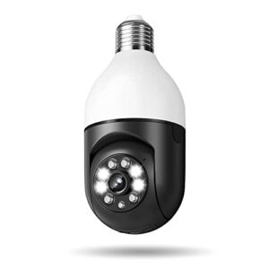 2.4ghz & 5ghz light bulb security camera wi-fi outdoor, 360° lightbulb security camera 1080p wireless, color night vision, motion detection, compatible with alexa/google, e27/e26 socket