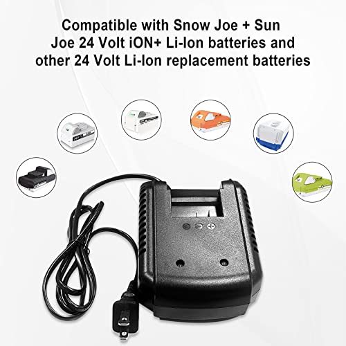 Moccdor Quick Charge Dock for Snow Joe 24V Battery and Sun Joe 24V Battery，for Use in iBAT24 and 24VBAT Series Batteries, with LED Flashing Indicator Lights，Black