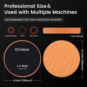 ETOOLAB 7Pcs 6.5 Inch Buffing Polishing Pad [Design for 6 Inch] 150mm Backing Plate Compound, 5 Sponge Pad & 2 Wool Grip Pads Buffing Sponge Pads for Car Buffer Polisher Compounding, Polishing,Waxing