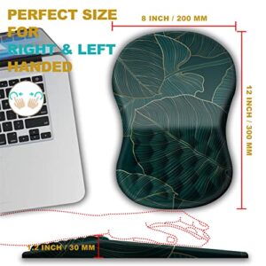 Ergonomic Mouse Pad with Wrist Rest Support,3D Massage Design Mousepad Relief Carpal Tunnel Pain, Entire Memory Foam Mouse Pad with Non-Slip PU Base, Wireless Mouse Pads,Green Leaves