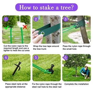 Heavy Duty Tree Stakes, 8 PCS 15.8" Tree Stake Kit, Tree Supports for Leaning Tree for Hurricane Protection. Include 8 PCS 15.8" Steel Tree Stakes, 8 PCS 15.8" Tree Straps 98.4 FT Rope