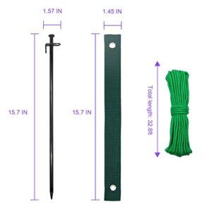 Heavy Duty Tree Stakes, 8 PCS 15.8" Tree Stake Kit, Tree Supports for Leaning Tree for Hurricane Protection. Include 8 PCS 15.8" Steel Tree Stakes, 8 PCS 15.8" Tree Straps 98.4 FT Rope