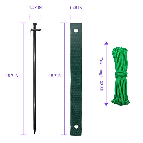 Heavy Duty Tree Stakes, 8 PCS 15.8" Tree Stake Kit, Tree Supports for Leaning Tree for Hurricane Protection. Include 8 PCS 15.8" Steel Tree Stakes, 8 PCS 15.8" Tree Straps 98.4 FT Rope