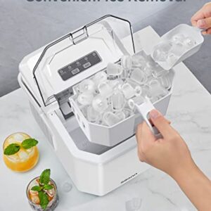 Silonn Ice Maker Countertop, Portable Ice Machine with Carry Handle, Self-Cleaning Ice Makers with Basket and Scoop, 9 Cubes in 6 Mins, 26 lbs per Day, Ideal for Home, Kitchen, Camping, RV