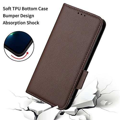 Diaobaolee Case Cover Compatible with Oppo Realme X50 Pro 5G,Leather Flip Case with Card Slot,Wallet Design,Magnetic Lock,Kick Stand,Leather Case for Oppo Realme X50 Pro 5G Brown