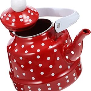 Tea Kettle Ceramic Enameled Teapot Red Dot Tea Kettle Stainless Steel Water Boiling Pot For Kitchen Stovetop 1.7L