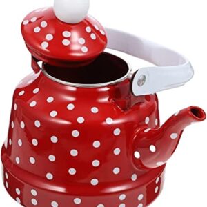 Tea Kettle Ceramic Enameled Teapot Red Dot Tea Kettle Stainless Steel Water Boiling Pot For Kitchen Stovetop 1.7L