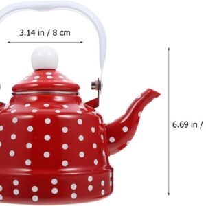 Tea Kettle Ceramic Enameled Teapot Red Dot Tea Kettle Stainless Steel Water Boiling Pot For Kitchen Stovetop 1.7L