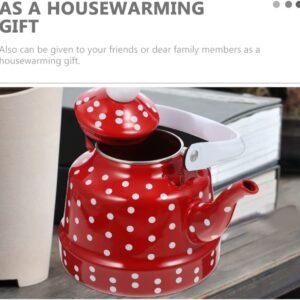 Tea Kettle Ceramic Enameled Teapot Red Dot Tea Kettle Stainless Steel Water Boiling Pot For Kitchen Stovetop 1.7L