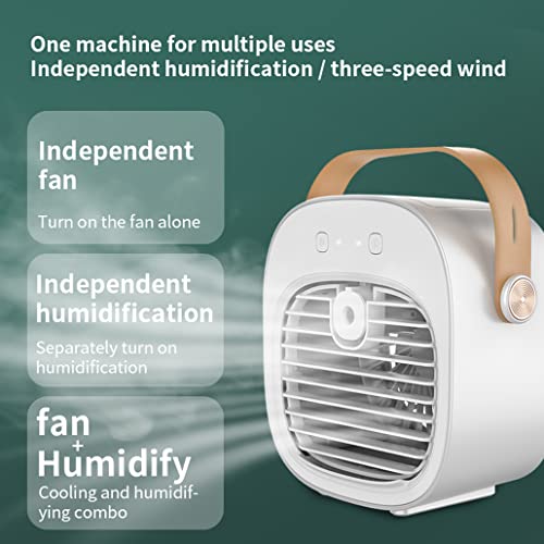 Portable Air Conditioner，10000mAh Mini Air Cooler Conditioner Fan，USB Personal Air Cooler With Humidifier，3 Speed Silent for Desktop，Office，Room，Bedroom，Travel，Car，Indoor & Outdoor activities.(White)