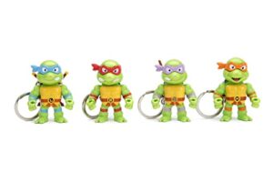 teenage mutant ninja turtles 2.5" 4-pack keychain collectible die-cast figure, toys for kids and adults