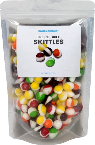 Freeze Dried Candy - 8oz XL pack of CANDYGENIUS cool freeze dry candies puff frozen dehydrated skittles bulk giant snack fruit crunch extra large