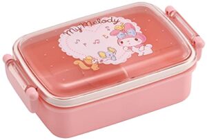my melody bento lunch box (15oz) - cute lunch carrier with secure 2-point locking lid - authentic japanese design - durable, microwave and dishwasher safe - music