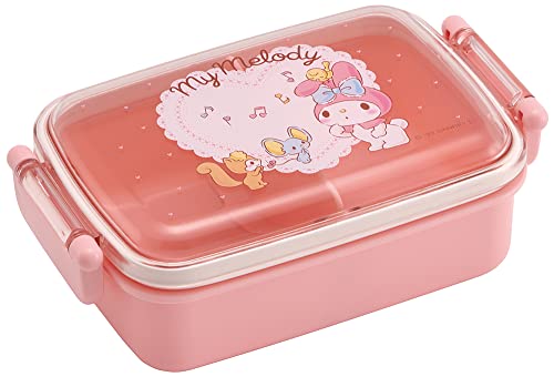 My Melody Bento Lunch Box (15oz) - Cute Lunch Carrier with Secure 2-Point Locking Lid - Authentic Japanese Design - Durable, Microwave and Dishwasher Safe - Music