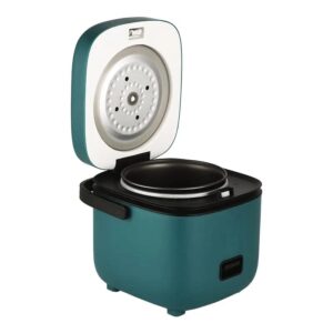 annapurna distributor mini rice cooker, healthy ceramic coating 1.2l small rice cooker hold 1-2.5 cups uncooked rice for 1-3 people, portable travel rice cooker with steam tray, easy to use. (green)