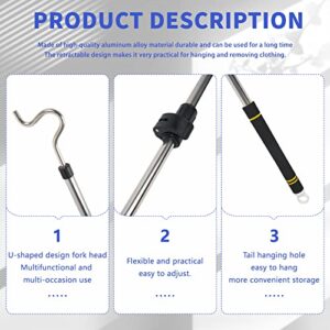 Clothes Hanger Reaching Hook Telescopic Adjustment it is Light and can Extend from 37" to 65" with 4.7 "Hook and Sponge Handle. (37-62)