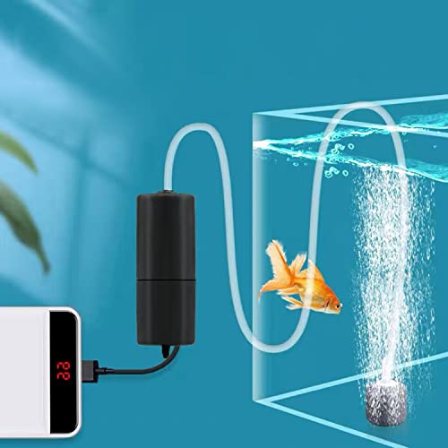 Mini DC Aquarium Air Pump USB Powered Fish Tank and Fishing Air Pump (Black)