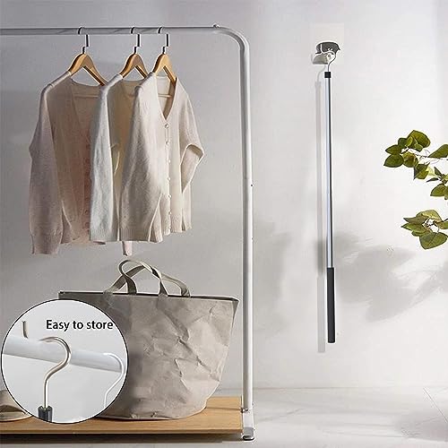 Clothes Hanger Reaching Hook Telescopic Adjustment Clothes Hook Rod Light and can Extend from51 Hook and Sponge Handle. (50inch)