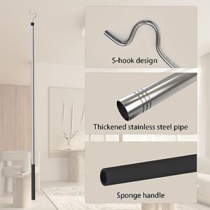 Clothes Hanger Reaching Hook Telescopic Adjustment Clothes Hook Rod Light and can Extend from51 Hook and Sponge Handle. (50inch)