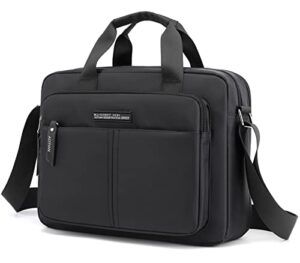 men's messenger bag nylon crossbody shoulder bag waterproof casual black handbag purse for travel work, black