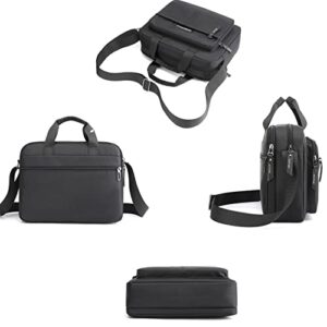 Men's Messenger Bag Nylon Crossbody Shoulder Bag Waterproof Casual Black Handbag Purse for Travel Work, Black