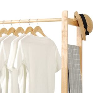 ITSRG Wooden Clothing Rack, Clothes Garment Coat Rack, Clothing Rack for Hanging Clothes, Portable Clothes Organizer, Foldable hanger for Bedroom, Living Room (Natural Rubber Wood, Natural)