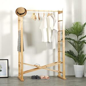 ITSRG Wooden Clothing Rack, Clothes Garment Coat Rack, Clothing Rack for Hanging Clothes, Portable Clothes Organizer, Foldable hanger for Bedroom, Living Room (Natural Rubber Wood, Natural)