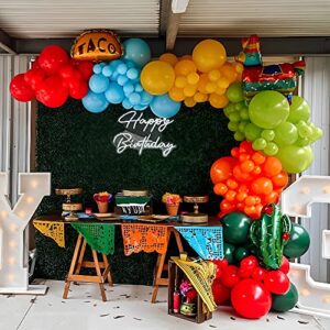 mexican fiesta party decorations 168pcs fiesta balloon garland arch kit cactus llama taco twosday foil balloons for birthday carnival cinco de mayo taco party decorations