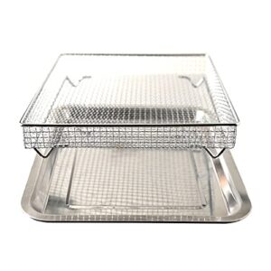 stainless steel baking tray pan and air fryer basket compatible with cuisinart airfryer toa-060 and toa-065 cooking and baking for convection toaster oven