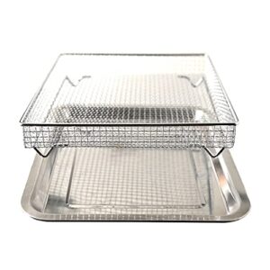 Stainless Steel Baking Tray Pan and Air Fryer Basket Compatible with Cuisinart Airfryer TOA-060 and TOA-065 Cooking and Baking for Convection Toaster Oven