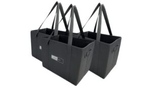 esmeldy - pro reusable grocery bags - reusable shopping bags for groceries (kit of 3) grocery tote bags with long handles, reinforced bottom and separator, foldable shopping bag