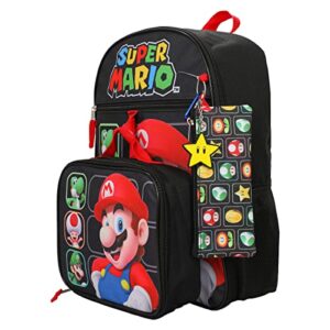 Bioworld Super Mario Bros Character Grid 16" Youth 5-Piece Backpack Set