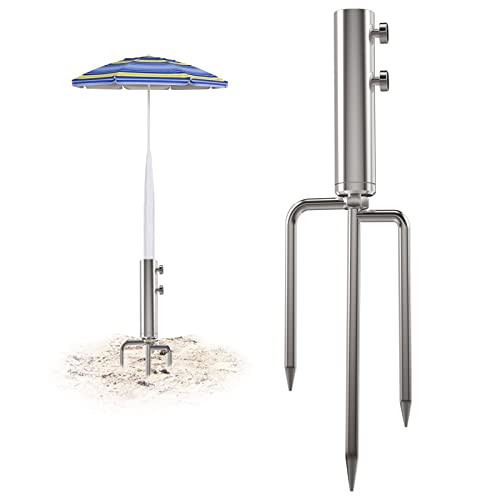 weallbuy Beach Umbrella Sand Anchor with 3 Nails, Heavy Duty Metal Sun Umbrella Holder, Outdoor Umbrella Stand Steel Anchor for Beach Grass Sand