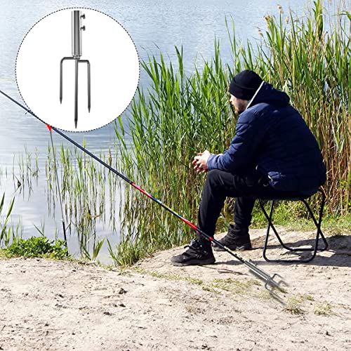 weallbuy Beach Umbrella Sand Anchor with 3 Nails, Heavy Duty Metal Sun Umbrella Holder, Outdoor Umbrella Stand Steel Anchor for Beach Grass Sand