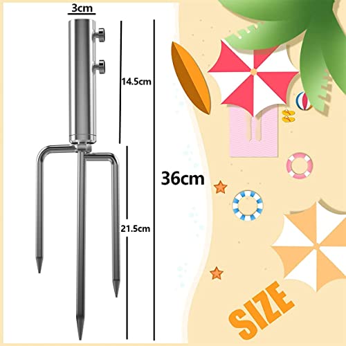 weallbuy Beach Umbrella Sand Anchor with 3 Nails, Heavy Duty Metal Sun Umbrella Holder, Outdoor Umbrella Stand Steel Anchor for Beach Grass Sand