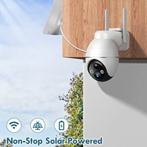 Recacam Solar Security Cameras Wireless Outdoor, 2K 355° PTZ Outdoor Camera Wireless, 2.4G Wi-Fi Cameras for Home Security with PIR, 2-Way Talk, IP65, 4dbi, Spotlight/Siren, Color Night Vision
