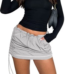 cargo skirts for women trendy y2k streetwear summer sexy high waist short mini skirts with pockets grey m