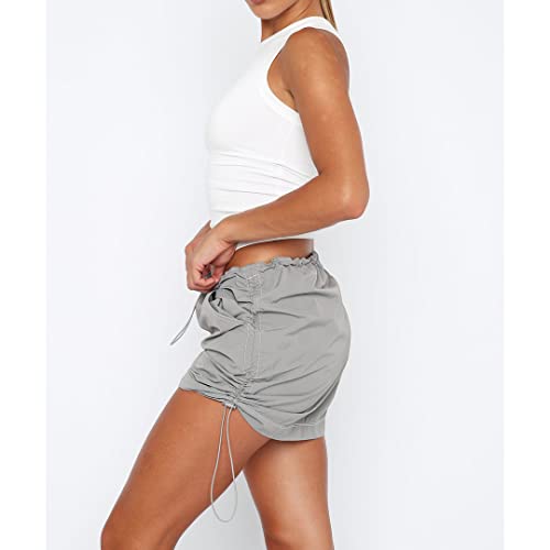 Cargo Skirts for Women Trendy Y2K Streetwear Summer Sexy High Waist Short Mini Skirts with Pockets Grey M