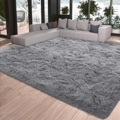 Vasofe Extra Soft Grey Fluffy Area Rugs 5x7 Shag Bedroom Rugs, Gray Large Fuzzy Rugs for Living Room, Plush Nursery Carpet for Kids, Teen, Shag Furry Throw Modern, Indoor Home Decor Floor Rug