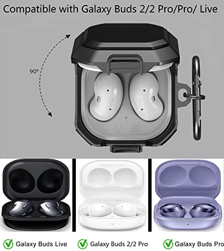 OTOPO Lock Case for Samsung Galaxy Buds 2 Pro/Galaxy Buds 2/Galaxy Buds Pro/Galaxy Buds Live Case with Cleaning Kit Men Women Protective Case Cover for Samsung Earbuds Case - Black