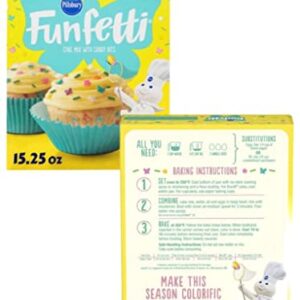 The ULTIMATE Easter Springtime Baking Bundle Set Featuring Pillsbury Funfetti Vanilla Cake Mix, Pillsbury Funfetti Vanilla Frosting with Sprinkles, Bunny and Baby Chick Cupcake Liners and Adorable Bunny Ear Cupcake Toppers. Makes 24 Cupcakes