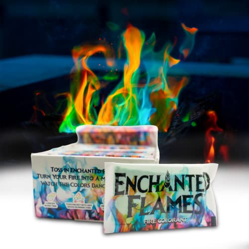 Enchanted Flames Pack of 50 Fire Changing Color Packets for Campfires, Fire Pits, and Outdoor Wood Fireplaces, Longer Lasting Burn Time, Safe and Non-Toxic