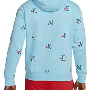 Nike Men's Printed Club Fleece Hoodie (as1, alpha, m, regular, regular, Blue Light/Red)